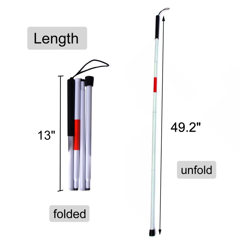 Baitaihem Folding Blind Cane Reflective Red Folding Walking Stick for Vision Impaired and Blind People - Image 3
